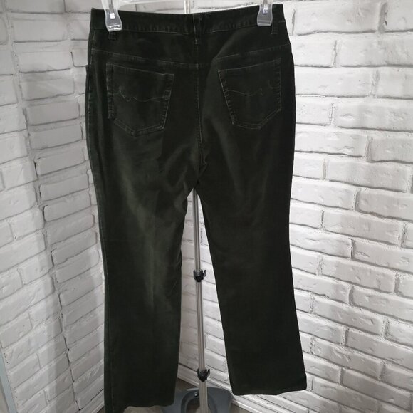 St. John's Bay Stretch Ladies Size 12 Olive Green Straight Legs Corduroy Pants - Picture 2 of 12